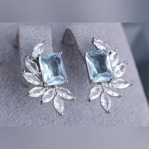 5/20 Elegant Silver and Blue Gemstone Earrings
